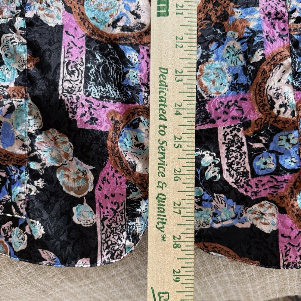 Vintage Floral Satin Blazer Sz S Black Maximalist Jacket Statement Feminine Art - Picture 10 of 11